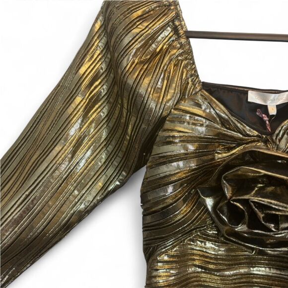 NWT LoveShackFancy Gold Mini Dress 6 - Picture 10 of 12